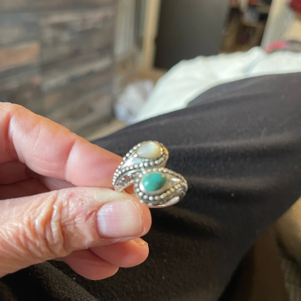 Turquoise and opal ring - Picture 6 of 6